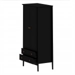 Crown Full Wardrobe with Hanging and 2 Drawers in Black