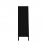 Crown Full Wardrobe with Hanging and 2 Drawers in Black