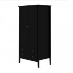 Crown Full Wardrobe with Hanging and 2 Drawers in Black