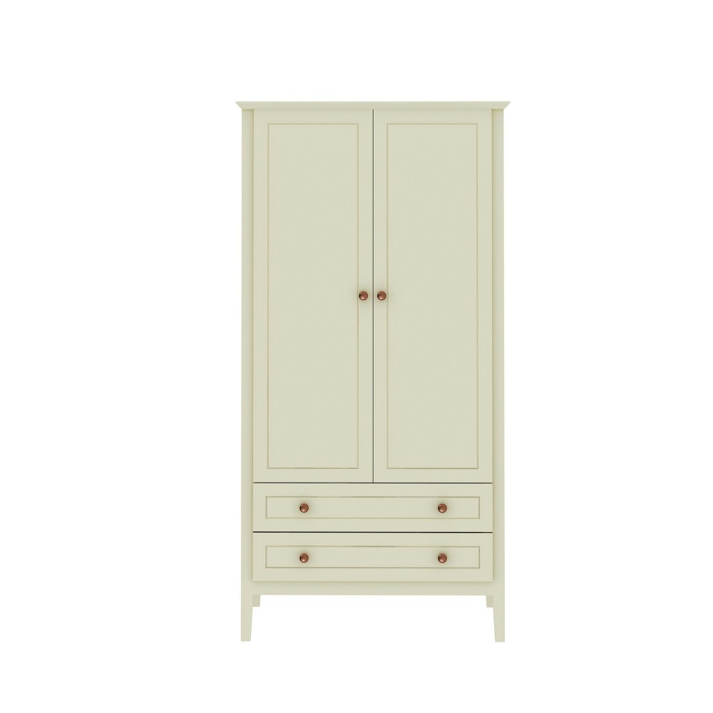 Crown Full Wardrobe with Hanging and 2 Drawers in Off White