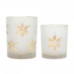 Snowflake Candle Holder (Set Of 4) 3"D x 3.25"H, 3.5"D x 5"H Glass