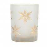 Snowflake Candle Holder (Set Of 4) 3"D x 3.25"H, 3.5"D x 5"H Glass