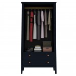 Crown Full Wardrobe with Hanging and 2 Drawers in Tatiana Midnight Blue