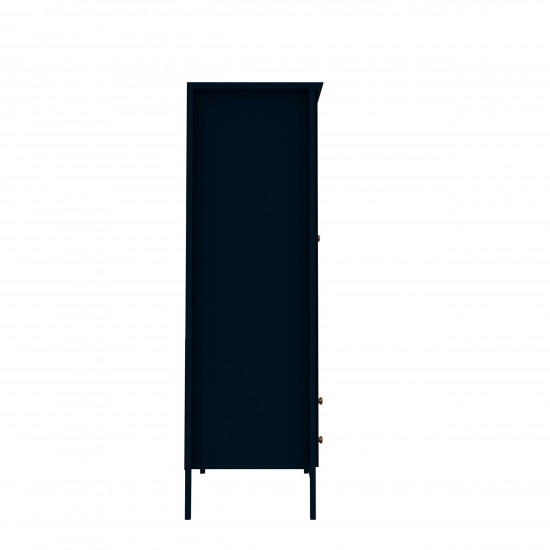 Crown Full Wardrobe with Hanging and 2 Drawers in Tatiana Midnight Blue