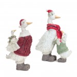 Goose W/Hat (Set Of 2) 9"H Resin