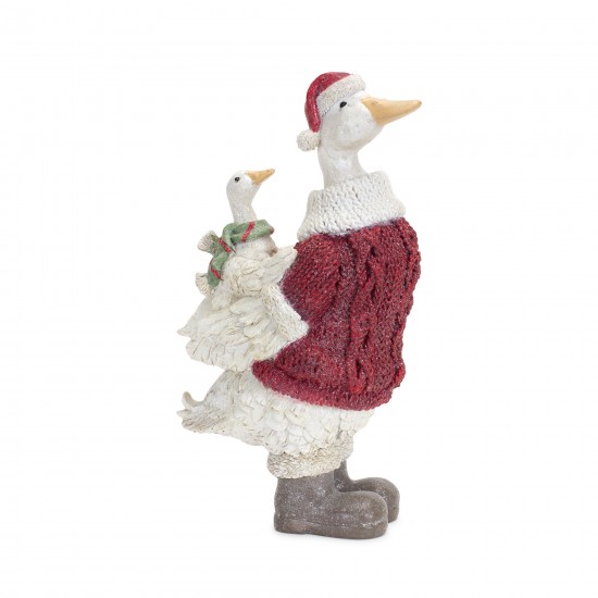 Goose W/Hat (Set Of 2) 9"H Resin