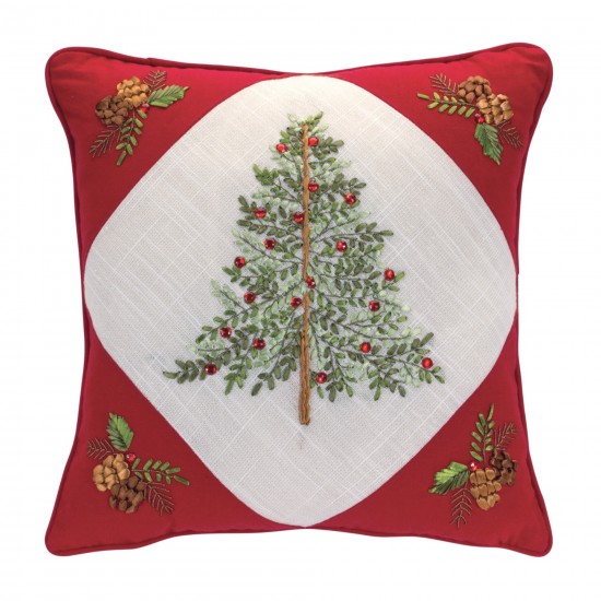 Tree And Wreath Pillow (Set Of 2) 16.75"Sq Polyester