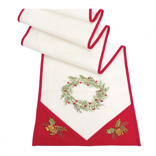 Tree And Wreath Table Runner (Set Of 2) 72"L x 13.5"W Polyester