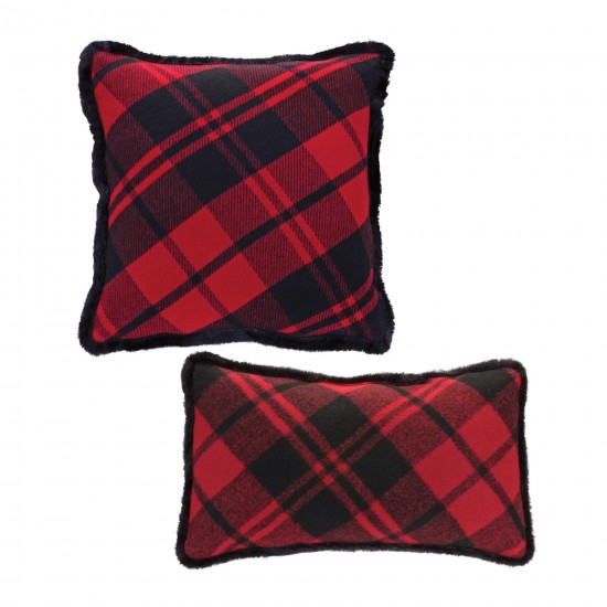 Plaid Pillow (Set Of 2) 15"Sq, 20"L x 11.5"H Polyester
