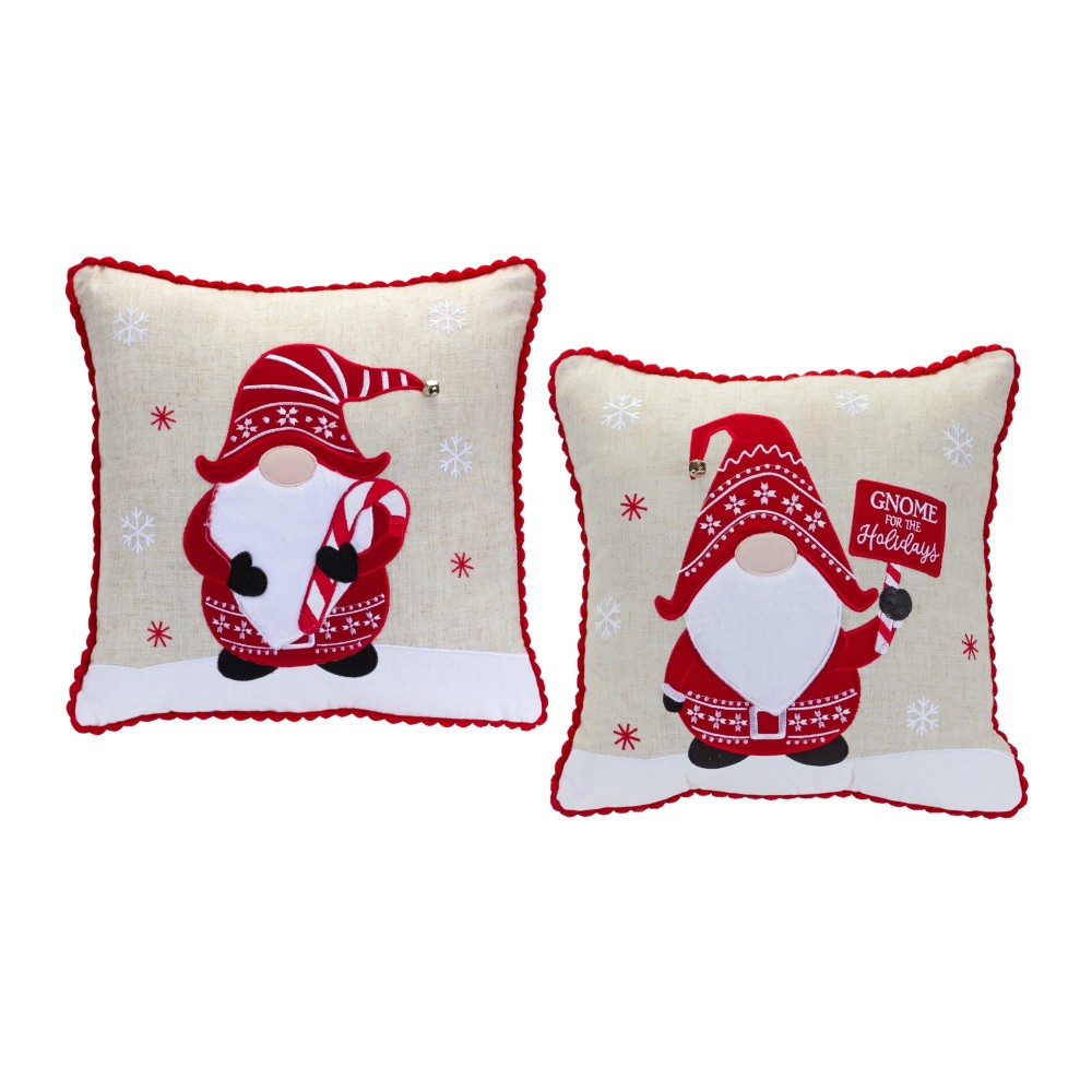 Gnome Holiday Pillow (Set Of 2) 15"Sq Polyester