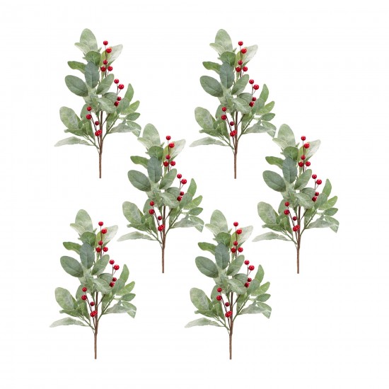 Mistletoe Spray W/Berries (Set Of 6) 18.5"H Fabric