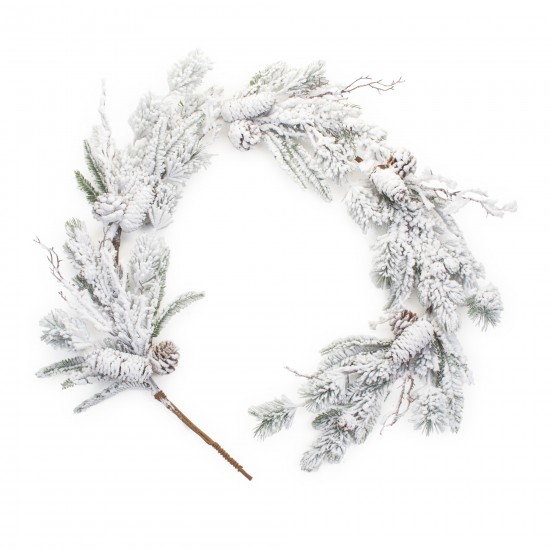 Snowy Mix Pine Garland (Set Of 2) 5.5'L Plastic