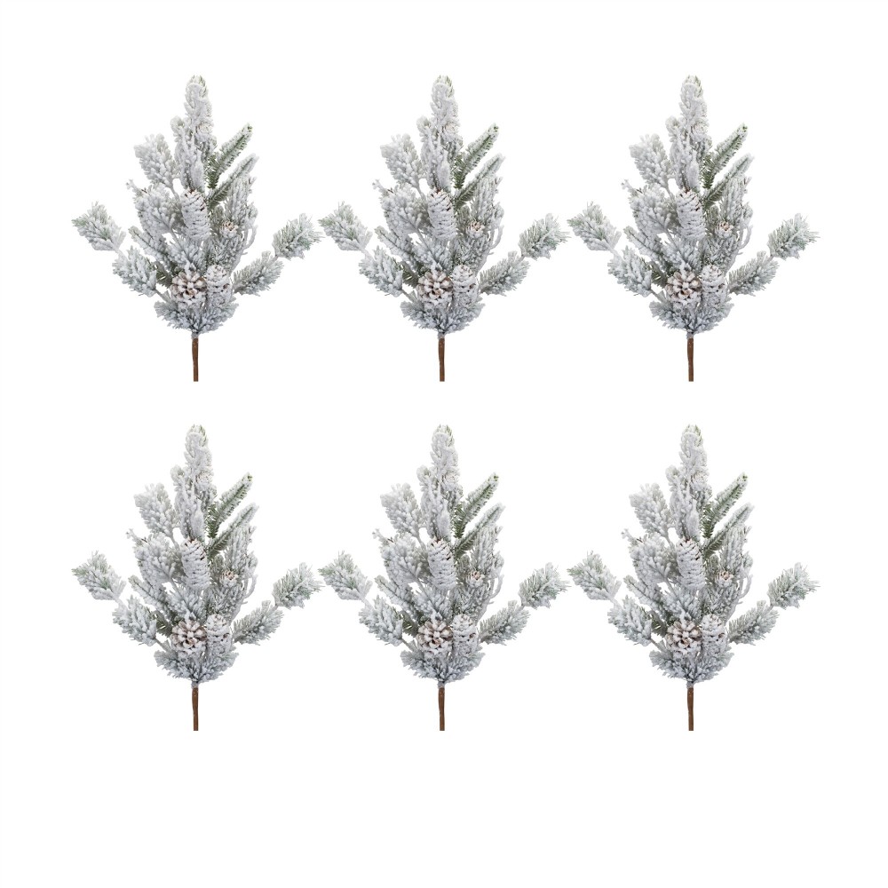 Snowy Mix Pine Spray (Set Of 6) 32"H Plastic