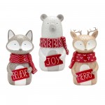 Animal W/Sign (Set Of 3) 10.75"H Resin