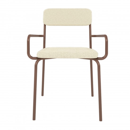 Whythe PU Leather Dining Chair in Natural Linen & Corten