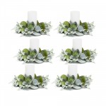 Eucalyptus Candle Ring (Set Of 6) 13.5"D Fabric (Fits A 4" Candle)