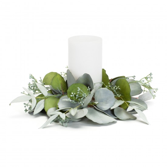 Eucalyptus Candle Ring (Set Of 6) 13.5"D Fabric (Fits A 4" Candle)