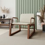 Whythe PU Leather Low Accent Chair 1.0 in Natural Linen & Corten
