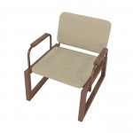 Whythe PU Leather Low Accent Chair 1.0 in Natural Linen & Corten