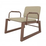 Whythe PU Leather Low Accent Chair 1.0 in Natural Linen & Corten
