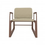 Whythe PU Leather Low Accent Chair 1.0 in Natural Linen & Corten