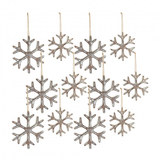 Snowflake Ornament (Set Of 12) 7"H, 9.25"H Mdf