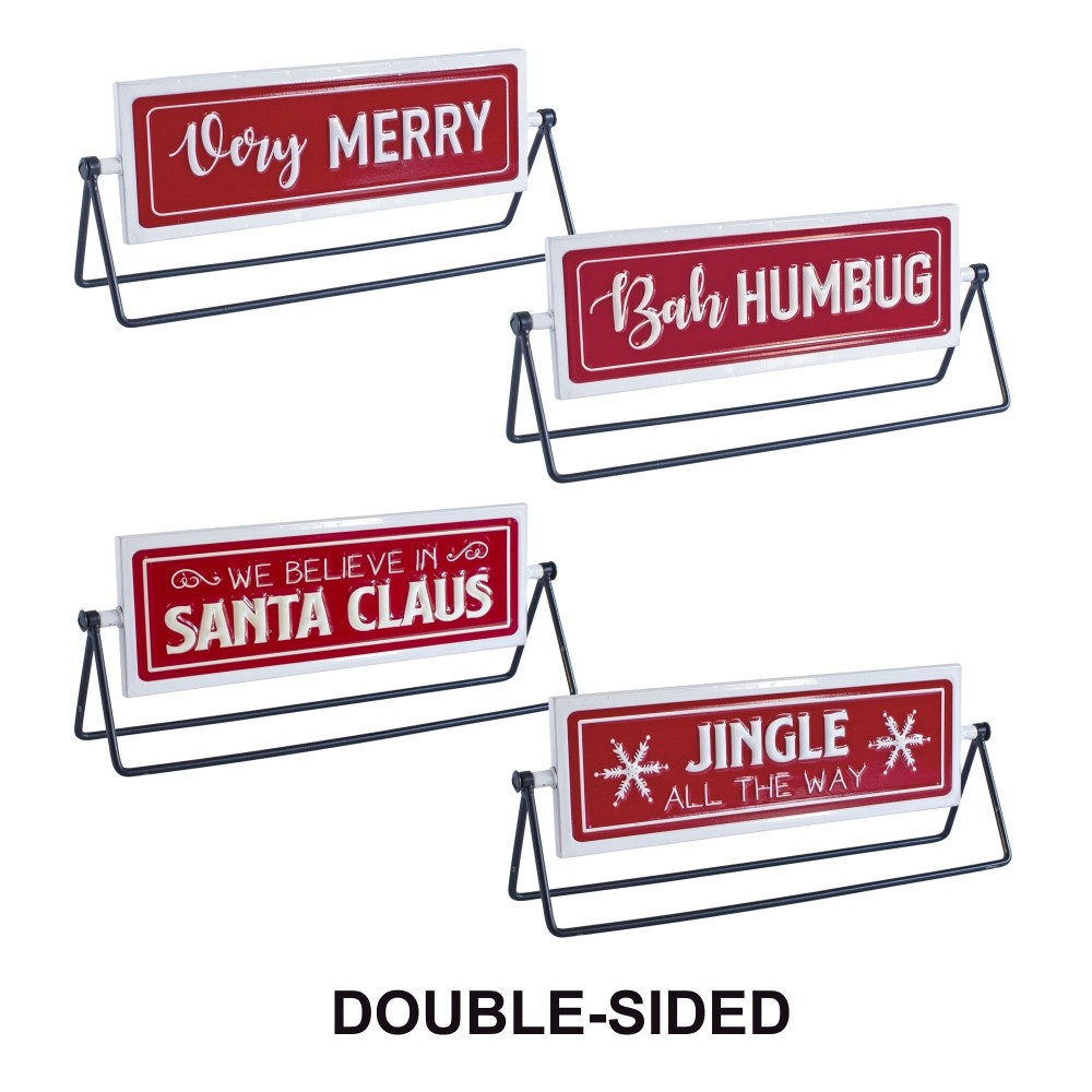 Reversable Christmas Sign (Set Of 2) 12.75"L x 4.75"H Iron