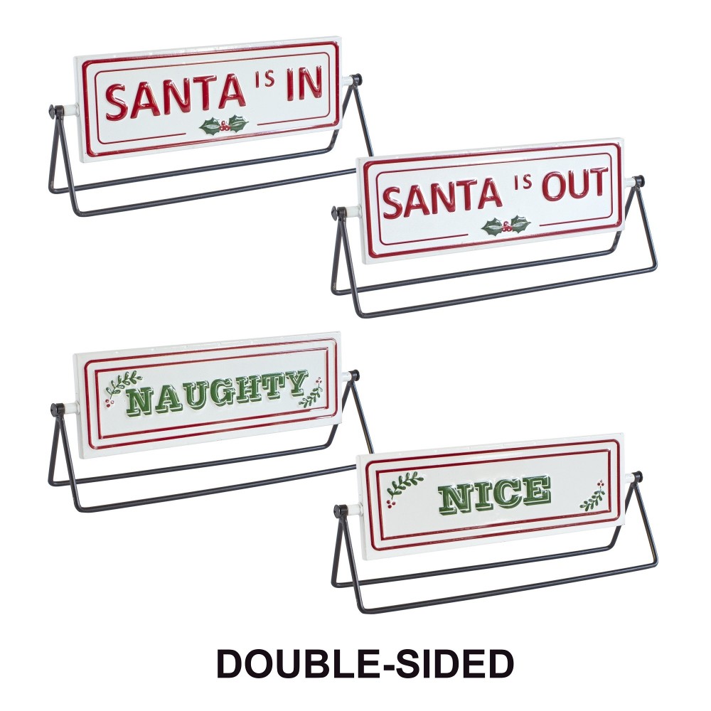 Reversable Santa Sign (Set Of 2) 12.75"L x 4.75"H Iron