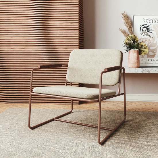 Whythe PU Leather Low Accent Chair 2.0 in Natural Linen & Corten