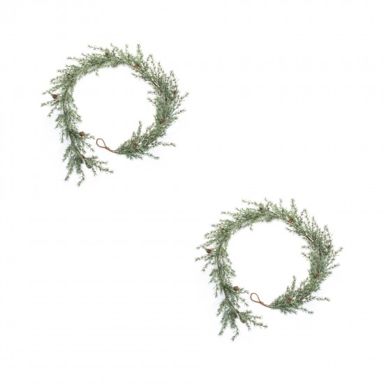 Pine Garland (Set Of 2) 6'L Plastic, Green, Brown