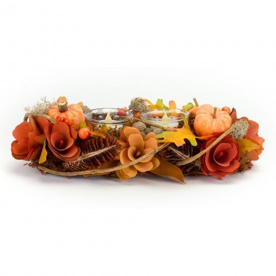 Pumpkin Cone Candle Holder (Set Of 2) 12.25"L x 7.25"W x 3.25"H Polyester