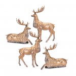 Deer (Set Of 4) 16.5"L x 14"H, 13"L x 22"H Metal