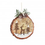 Cabin And Deer Ornament (Set Of 6) 4.5"H Glass