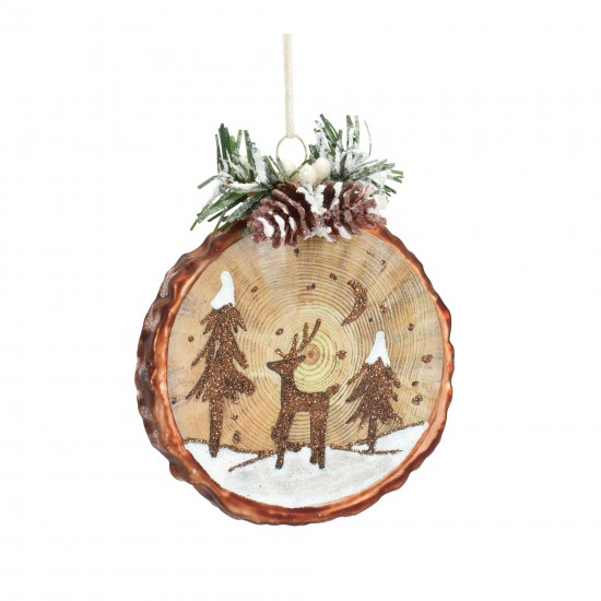 Cabin And Deer Ornament (Set Of 6) 4.5"H Glass