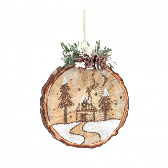 Cabin And Deer Ornament (Set Of 6) 4.5"H Glass