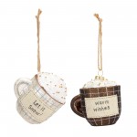 Mug Ornament (Set Of 2) 3.5"H Glass