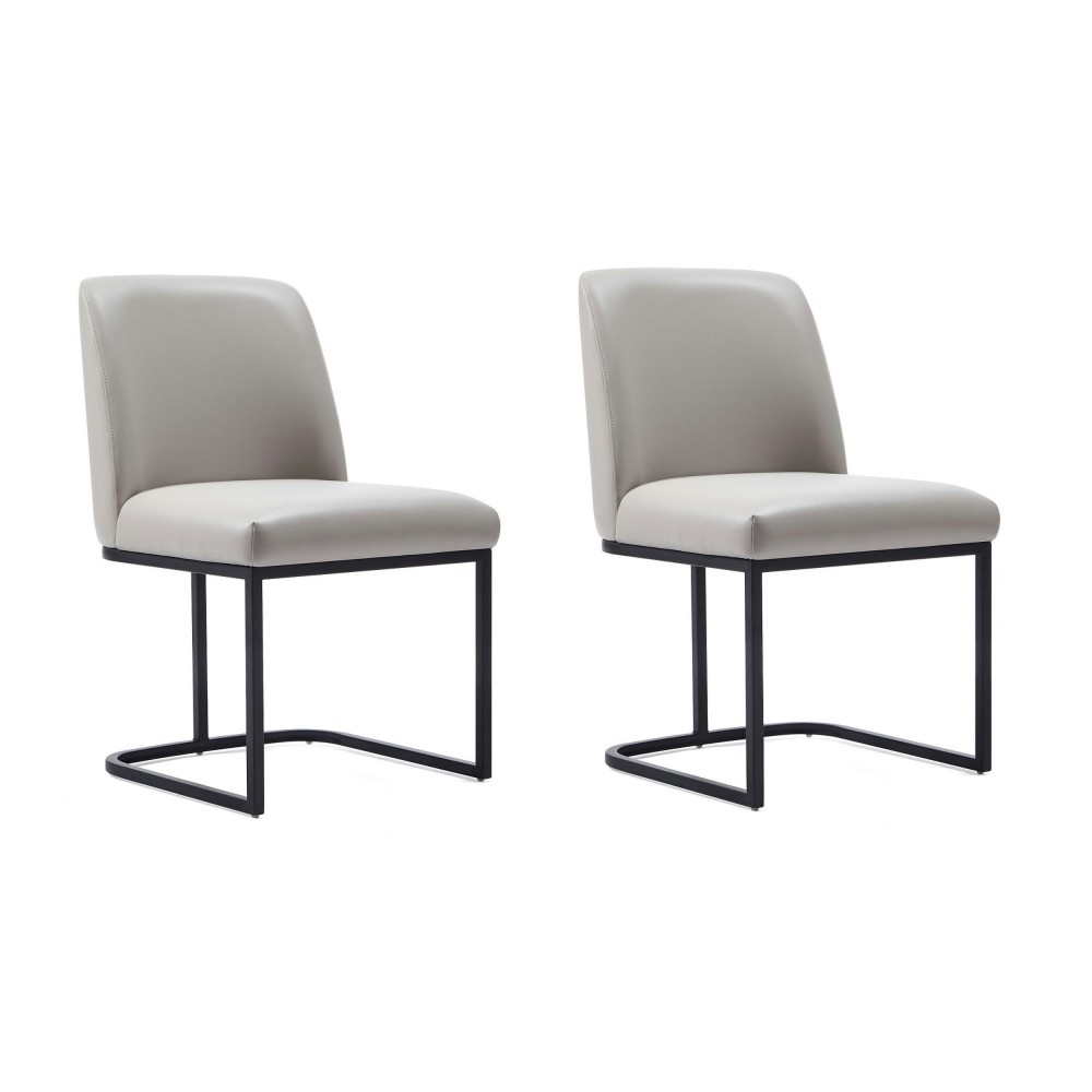 Serena Faux Leather Dining Chair in Light Grey (Set of 2) Serena Faux Leather Dining Chair in Light Grey (Set of 2)