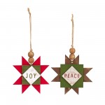 Joy And Peace Star Ornament (Set Of 12) 5.5"H Mdf