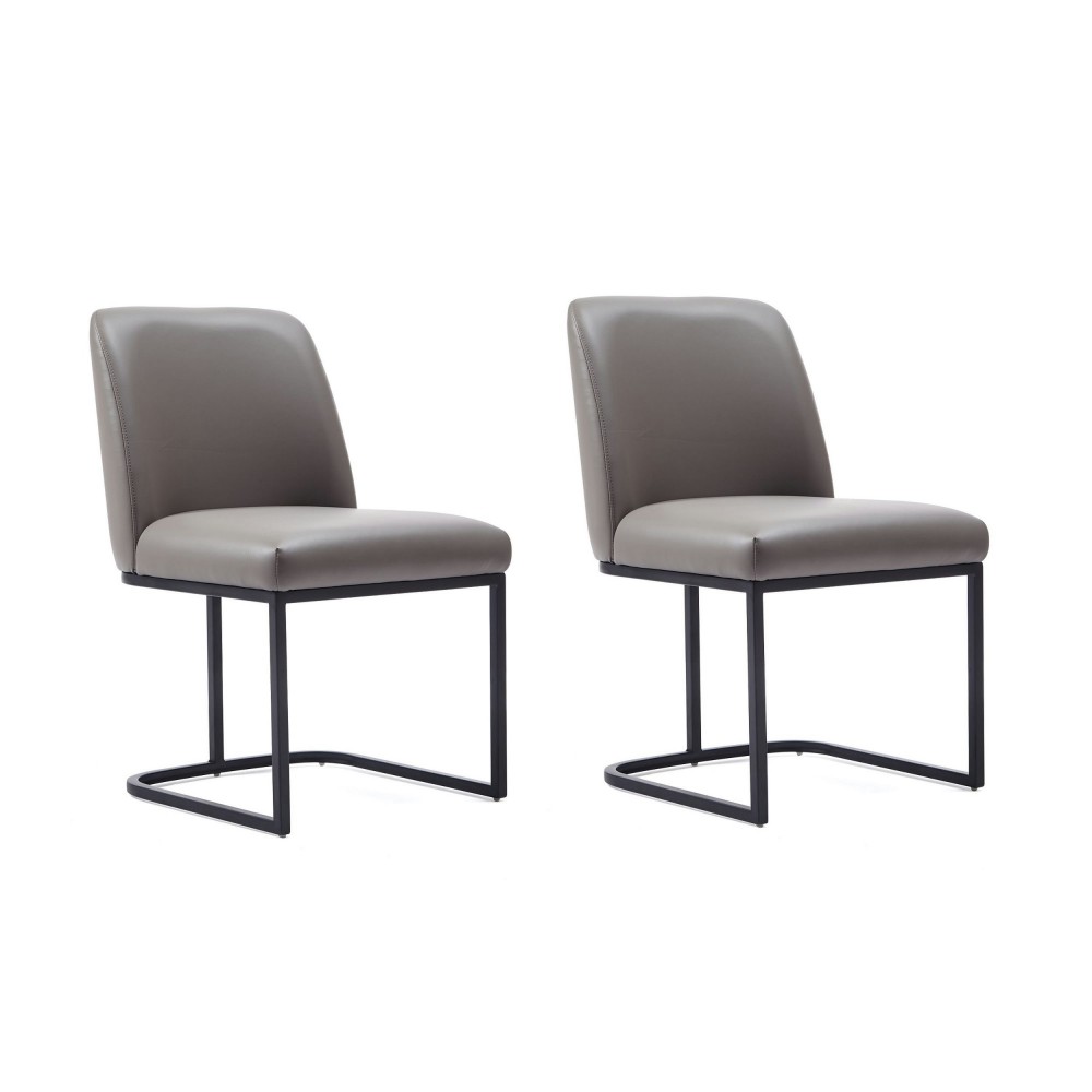 Serena Faux Leather Dining Chair in Grey (Set of 2)