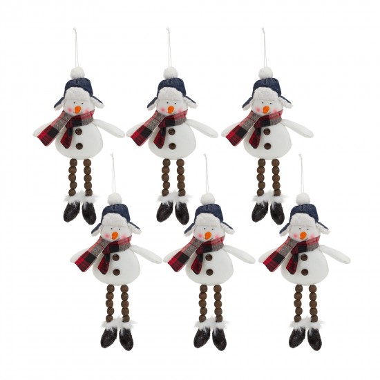 Snowman Ornament (Set Of 6) 10"H Polyester