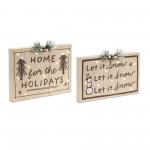 Led Holiday And Snow Sign (Set Of 2) 12"L x 8"H, 12"L x 9.25"H Mdf