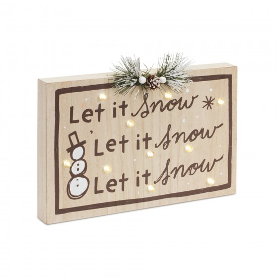 Led Holiday And Snow Sign (Set Of 2) 12"L x 8"H, 12"L x 9.25"H Mdf