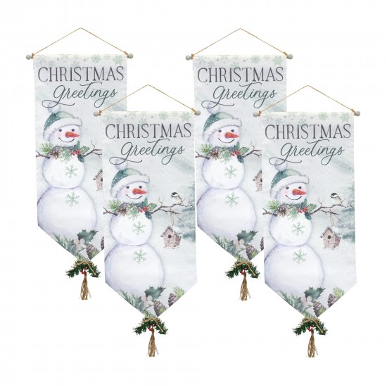 Christmas Greetings Banner (Set Of 4) 33.5"L x 14.75"W Canvas