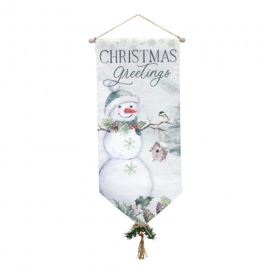 Christmas Greetings Banner (Set Of 4) 33.5"L x 14.75"W Canvas