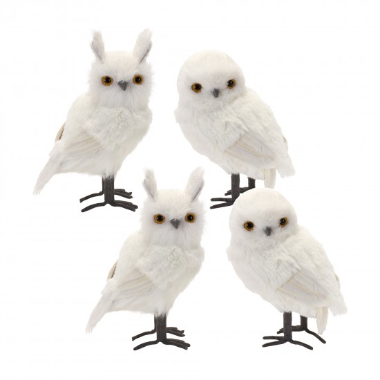 White Owl (Set Of 4) 8.75"H, 10.5"H Foam