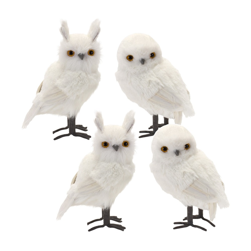 White Owl (Set Of 4) 8.75"H, 10.5"H Foam