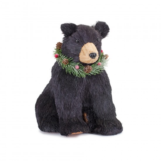 Bear W/Wreath (Set Of 2) 13"L x 7.5"H, 8.75"L x 11.75"H Sisal