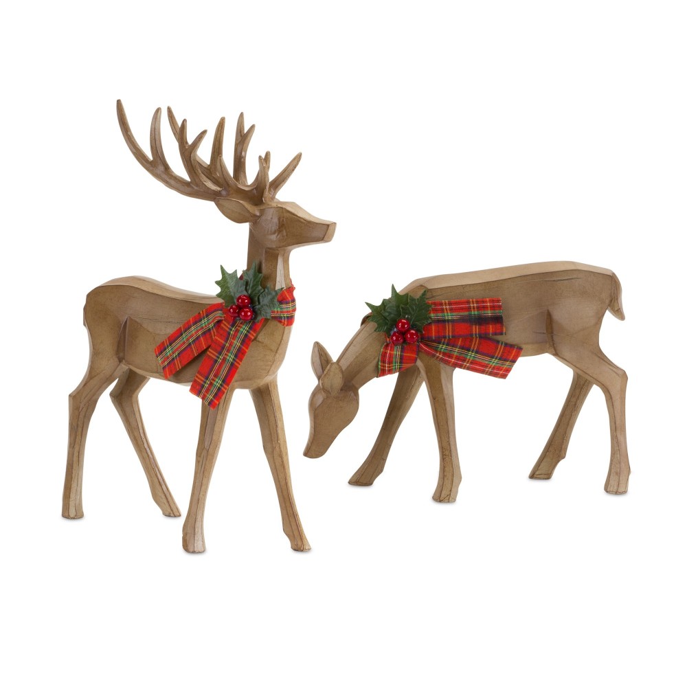 Deer (Set Of 2) 6.75"H, 13.75"H Resin