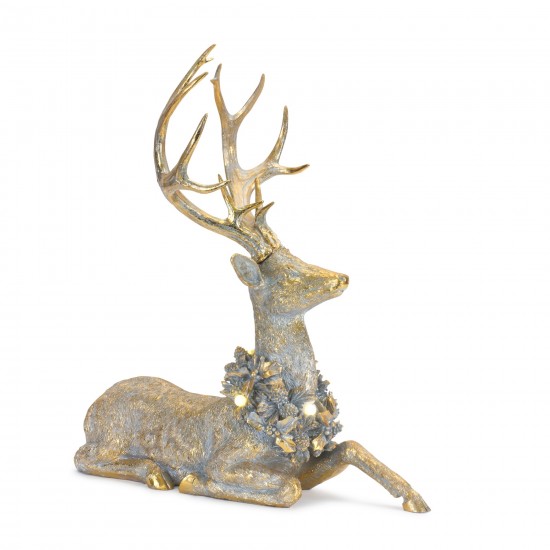 Deer W/Led Light (Set Of 2) 21"H, 21.75"H Resin