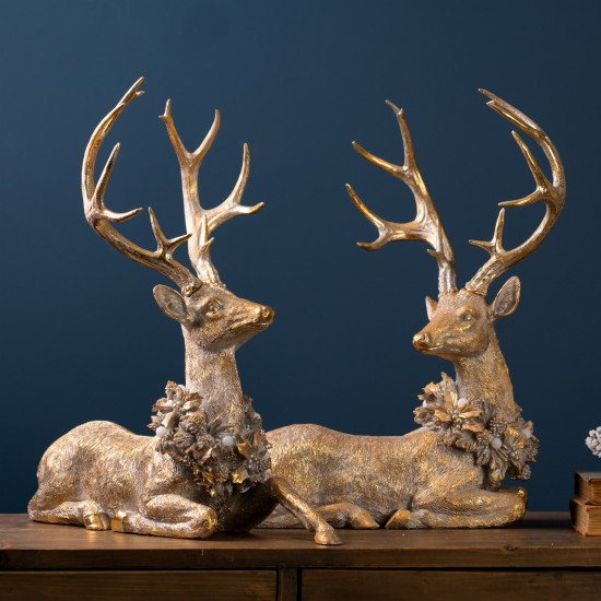 Deer W/Led Light (Set Of 2) 21"H, 21.75"H Resin